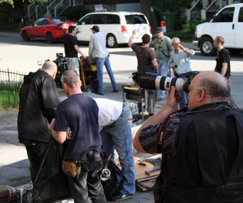 Sur le plateau du film Rose by Name