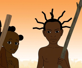 Une scène du film Kirikou et les hommes et les femmes
