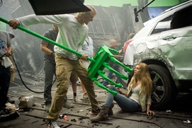 Sur le plateau du film Transformers: Age of Extinction