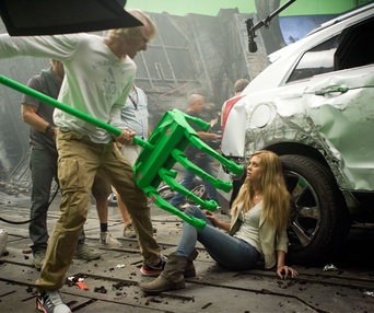 Sur le plateau du film Transformers: Age of Extinction