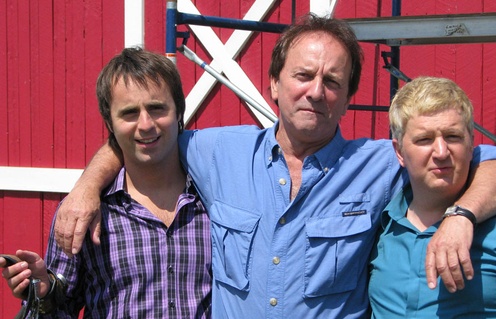 Louis-José Houde, Michel Côté et Benoît Brière sur le plateau du film Le sens de l'humour