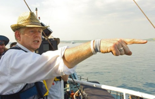 Richard Curtis sur le plateau de The Boat That Rocked