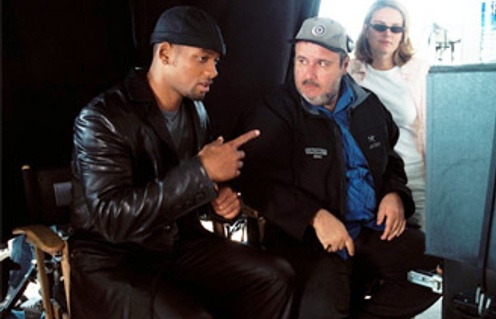 Will Smith et Alex Proyas sur le plateau de I, Robot