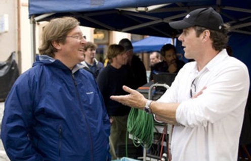 Lorenzo di Bonaventura et Stephen Sommers sur le plateau de G.I. Joe: The Rise of Cobra