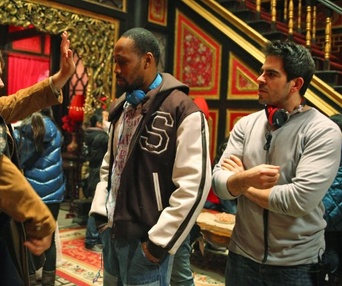 Sur le plateau du film The Man with the Iron Fists