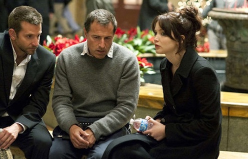 Cooper, O Russell et Lawrence sur le plateau de Silver Linings Playbook