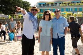 Sur le plateau du film Les vacances du petit Nicolas