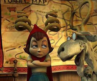 Scène du film La véritable histoire du petit chaperon rouge