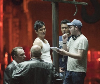 Sur le plateau du film A Very Harold & Kumar 3D Christmas