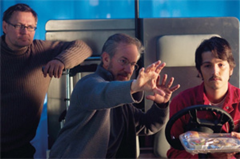 Steven Spielberg sur le plateau du film The Terminal