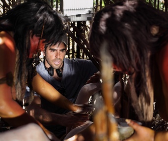 Sur le plateau du film The Green Inferno