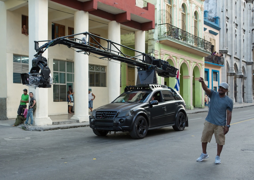 Sur le plateau du film The Fate of the Furious
