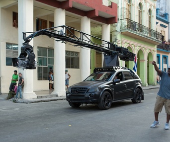 Sur le plateau du film The Fate of the Furious