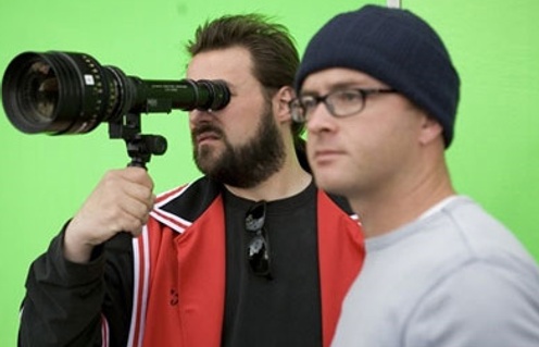 Kevin Smith et David Klein sur le plateau de Clerks