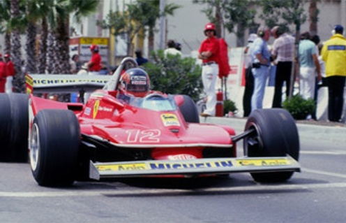 Gilles Villeneuve dans une voiture Ferrari