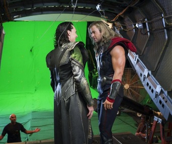 Sur le plateau du film The Avengers