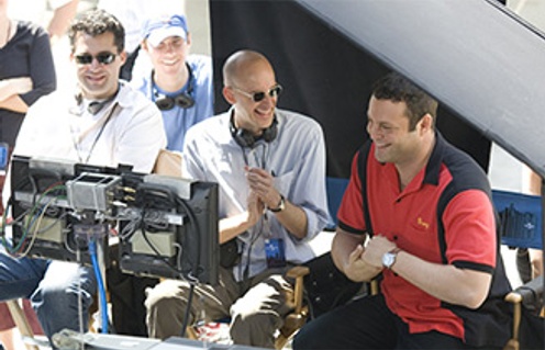 Vince Vaughn, Peyton Reed et Scott Stuber (gauche) sur le plateau de The Break-Up