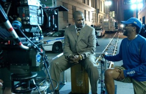 Denzel Washington et Spike Lee sur le plateau de Inside Man