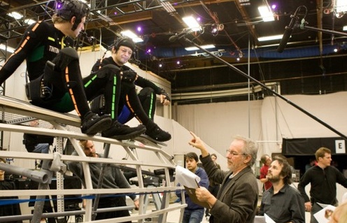 Sur le plateau de The Adventures of Tintin